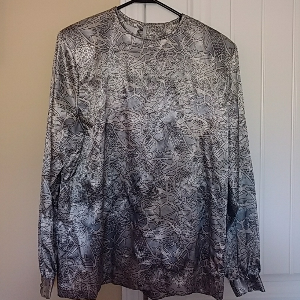 Vintage Blue and Silver Blouse